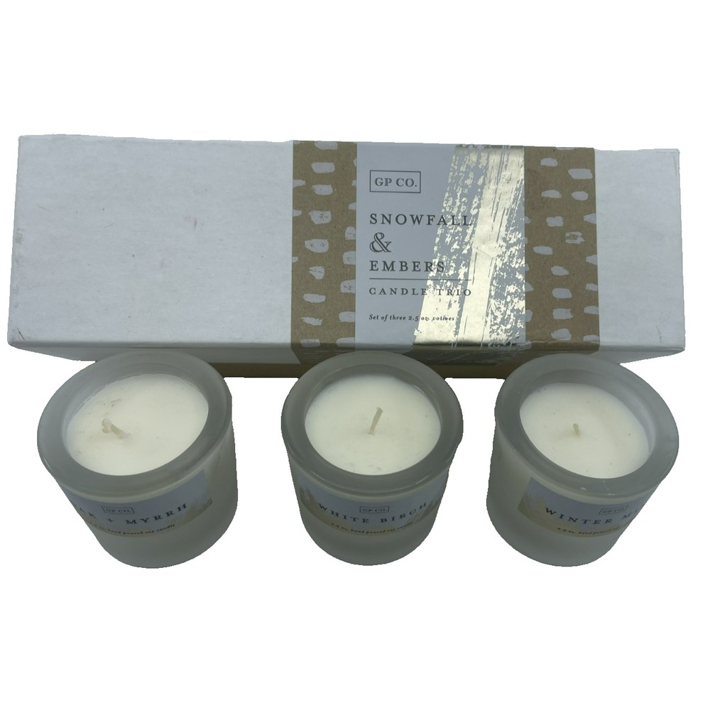 GP Co Snowfall & Embers Candle Trio USA Made New In‎ box